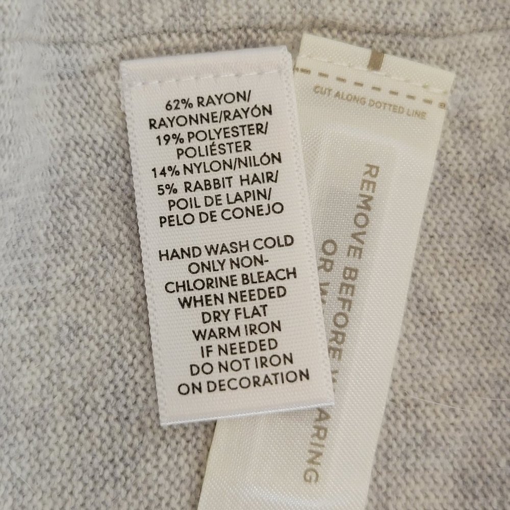 LOFT Women's Beaded Light Grey Long Sleeve Sweater Cardigan, Size L NWT - Picture 11 of 12